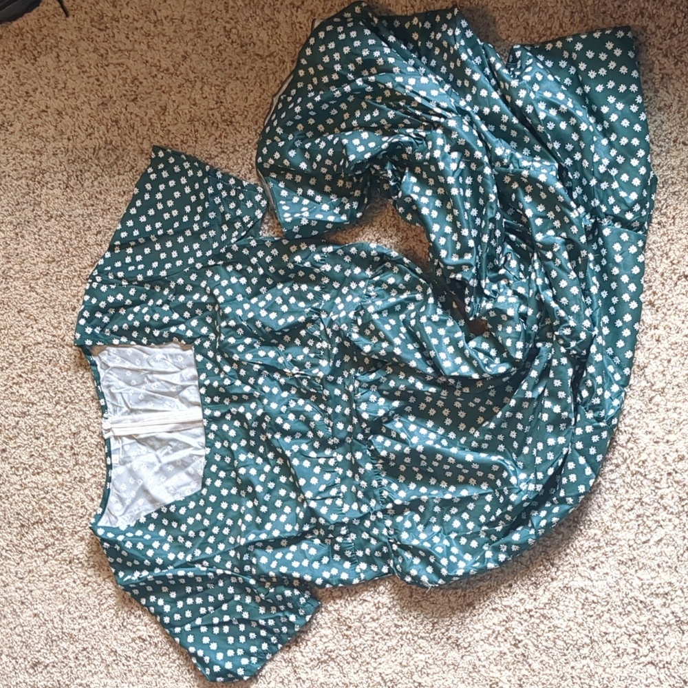 Long green and white flower dress